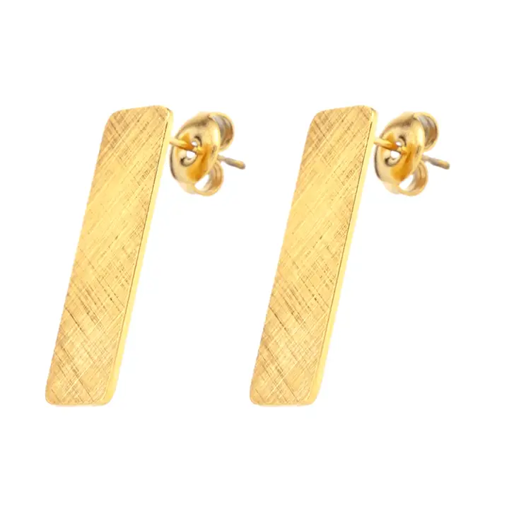 Boucles d'oreilles rectangulaires en forme de bâton en or brossé